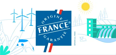 paysage de la nature avec le logo origine france garantie