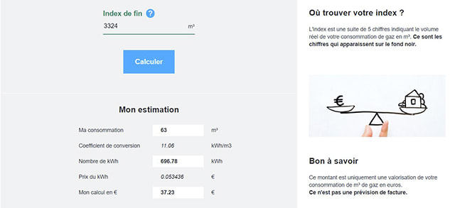 Coefficient de conversion du m3 de gaz naturel en kWh
